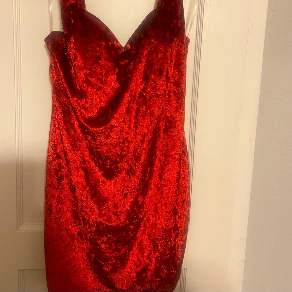Clubwear Crushed Red Velvet Minidress Medium